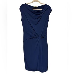 Michael Kors Navy Blue Slinky Stretch Ruched Pencil Dress Women’s Size Medium‎